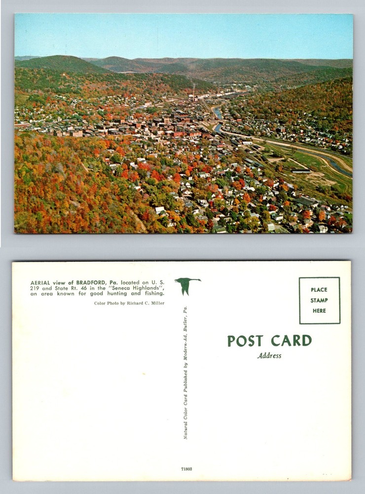 Bradford, PA-Pennsylvania, Aerial View Seneca Highlands Autumn Vintage Postcard