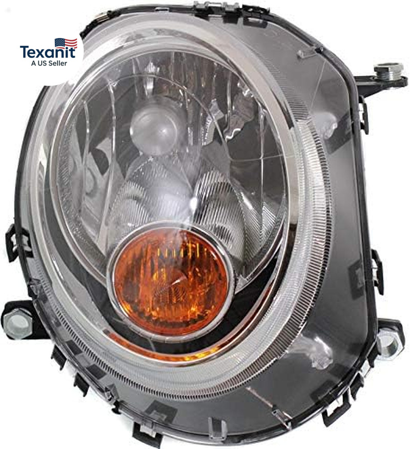 Passenger Side Headlight for Mini Cooper 2007-2015 Halogen with Bulb(S) Converti