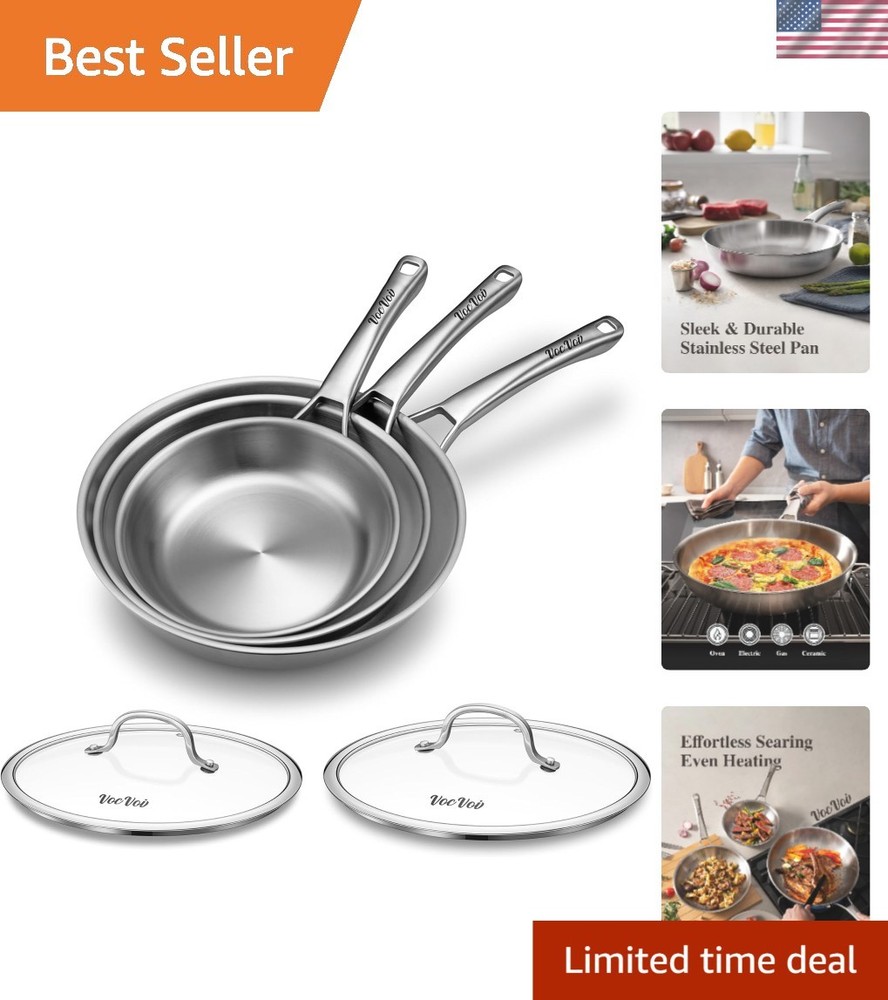 Induction-Compatible 5 Quart Frying Pan Set - Oven Safe & Dishwasher Friendly