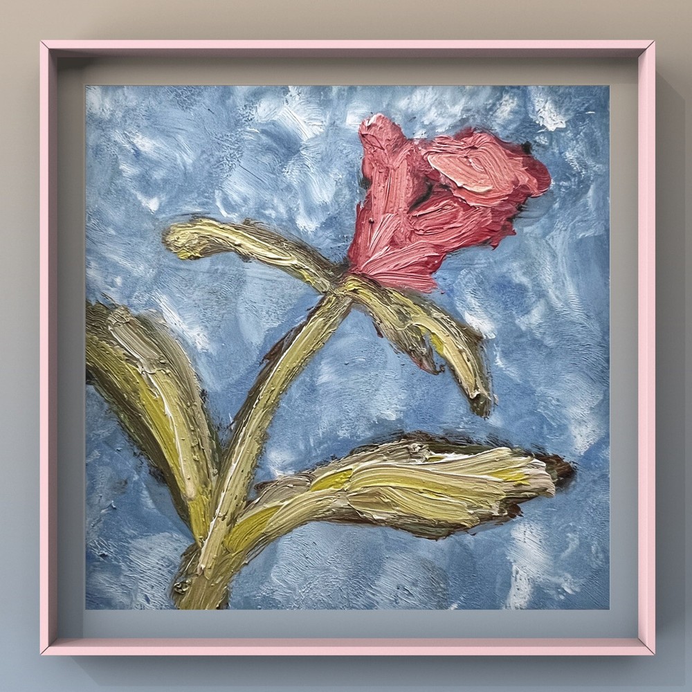 Flower blossom artwork Garden flower wall art Blooming floral buds oil painting