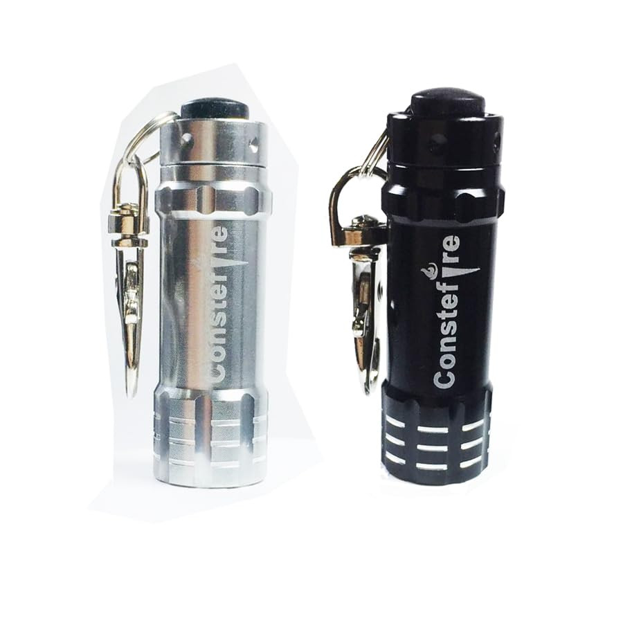 Compact 3 LED Aluminum Flashlight Keychain Torch in 2-Pack