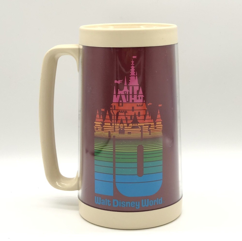 Vintage Walt Disney World Mug Thermo Serv Cup Travel Plastic 10th Magic Kingdom