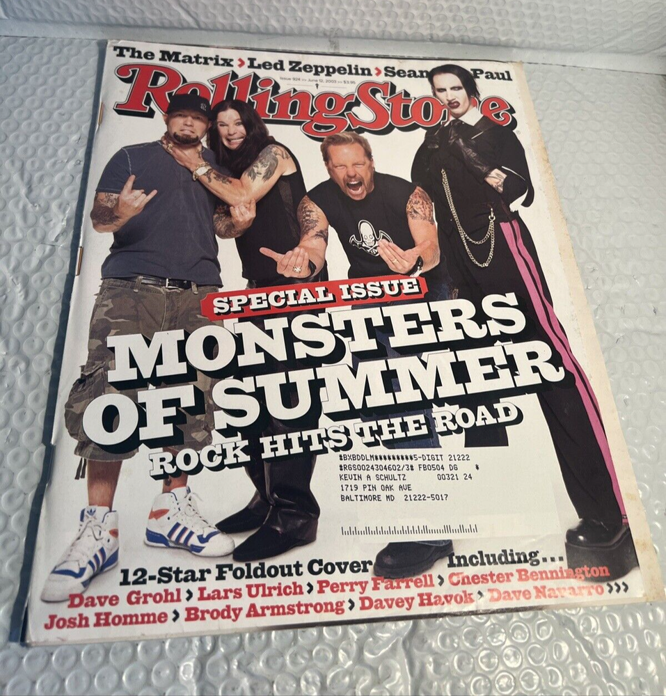 ROLLING STONE #924 Monsters Of Summer June 12 2003   M389