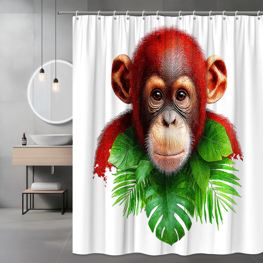 Monkey Face Shower Curtain Tropical Jungle Animal Print