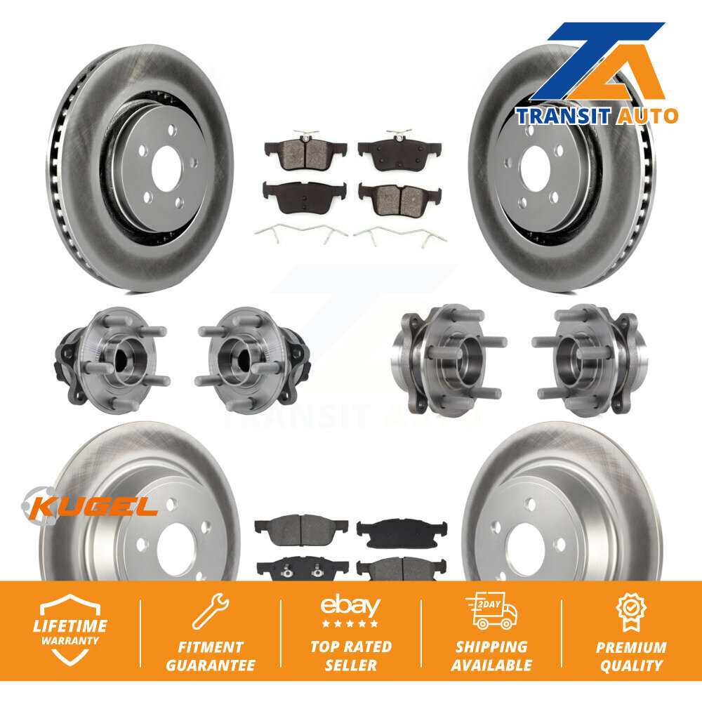 Front Rear Hub Bearing Coated Brake Rotor Pad Kit (10Pc) For Lincoln Continental