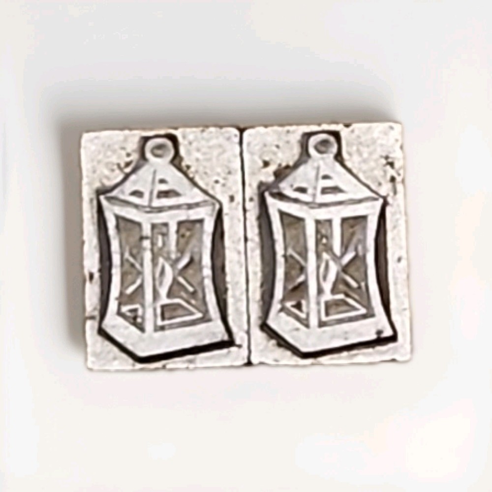 Set Of 2 Vtg Metal Lantern Letterpress Printing Block Stamps Small