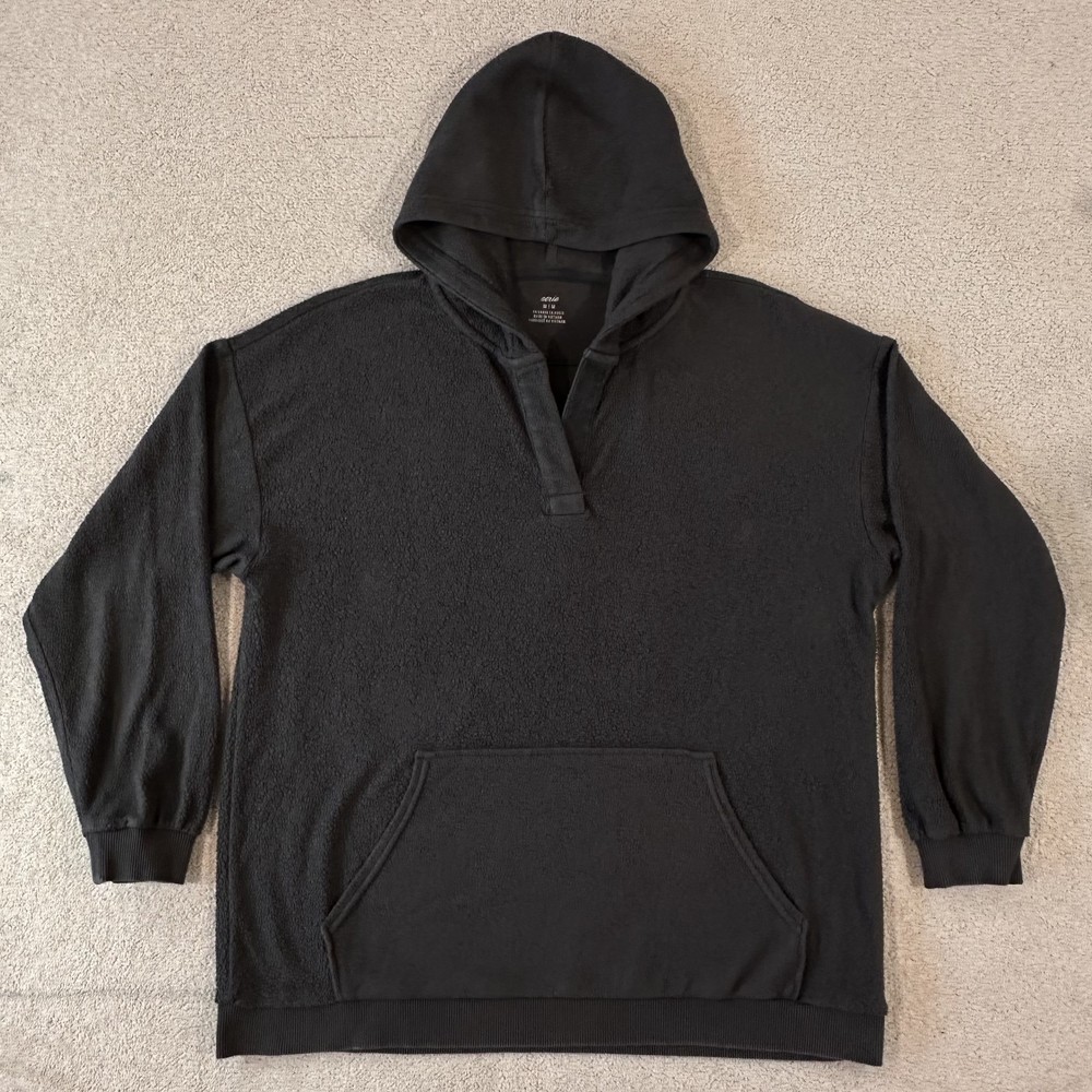 Aerie V-Neck Fleece Pullover Navy Blue Hoodie Size Medium