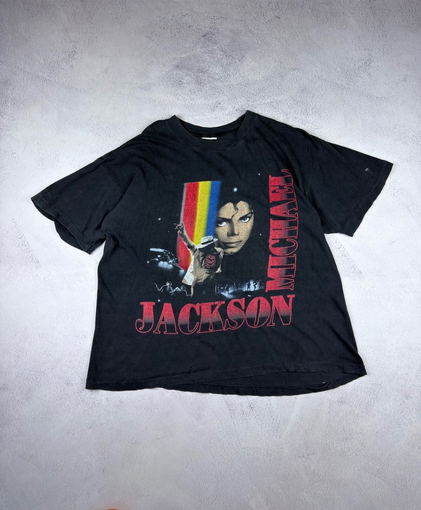 Vintage Michael Jackson Moonwalker T-Shirt Black Rap Tee Rare 90s Single Stitch