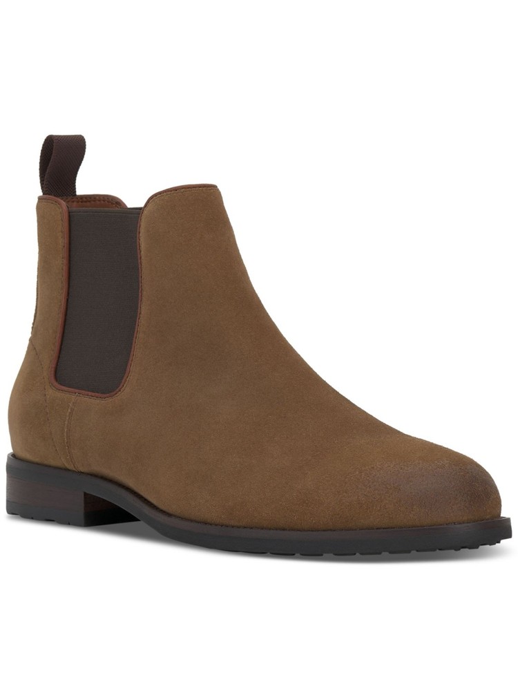 VINCE CAMUTO Mens Brown Pull Tab Lieven Toe Block Heel Leather Chelsea 10 M