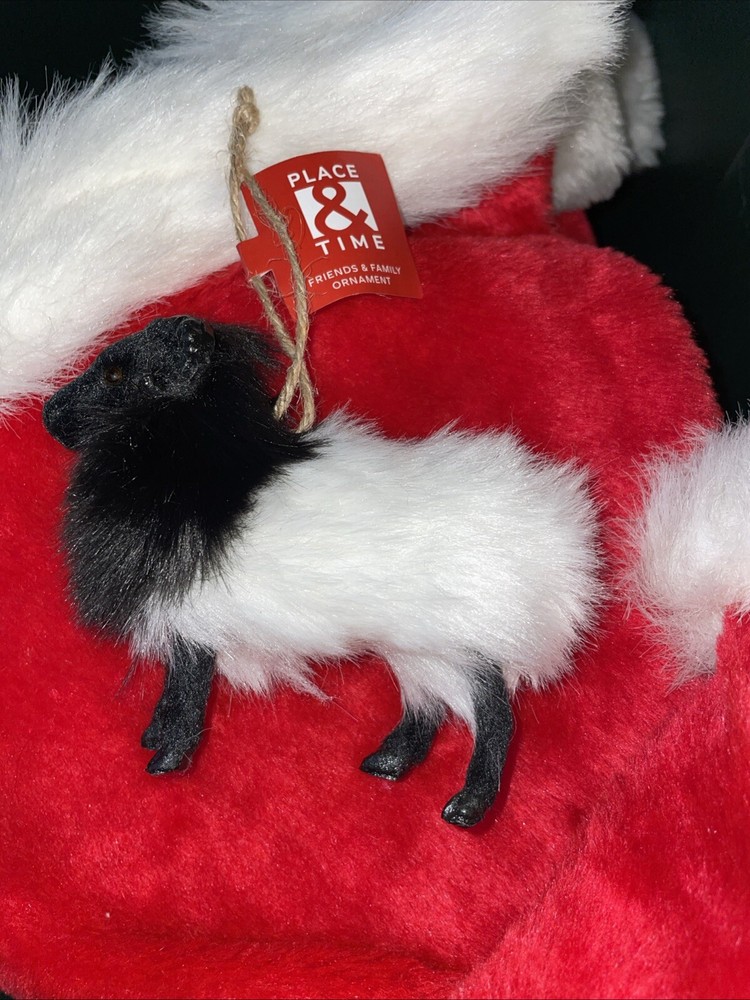 Goat Ram Lamb Sheep Ornament - Faux Fur Animal Farm Easter Nativity Doll Pet