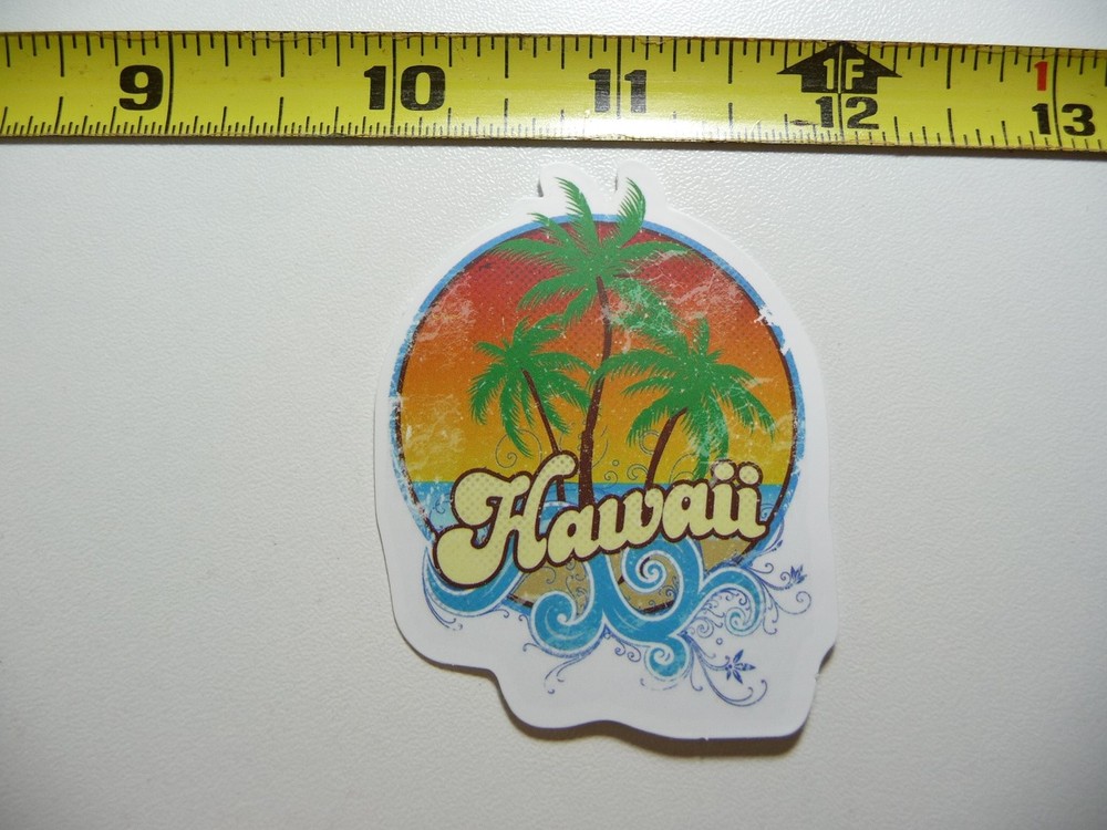 Hawaii Beach Palm Trees Waves Decal Sticker for Travel Lovers