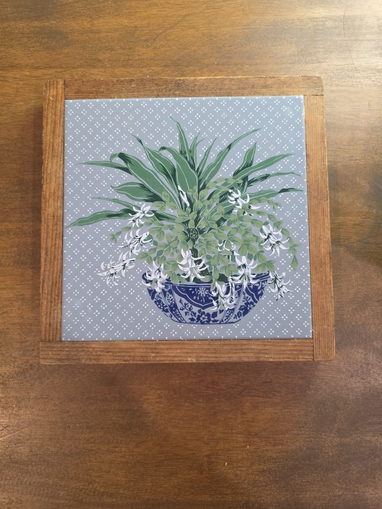 Vintage Floral Painted Piemme Italian Tile Trivet  