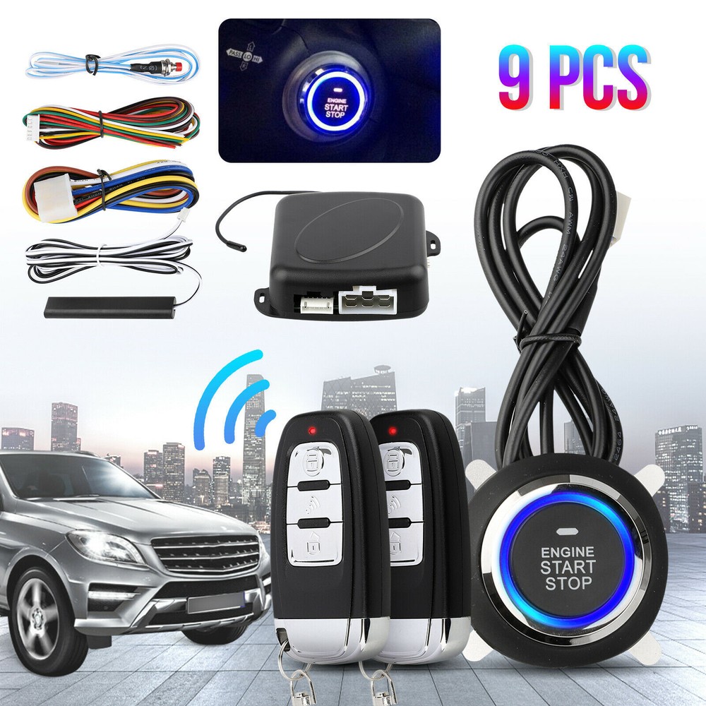 9PC Keyless Entry Remote Start Car Alarm System Push Button B1E3