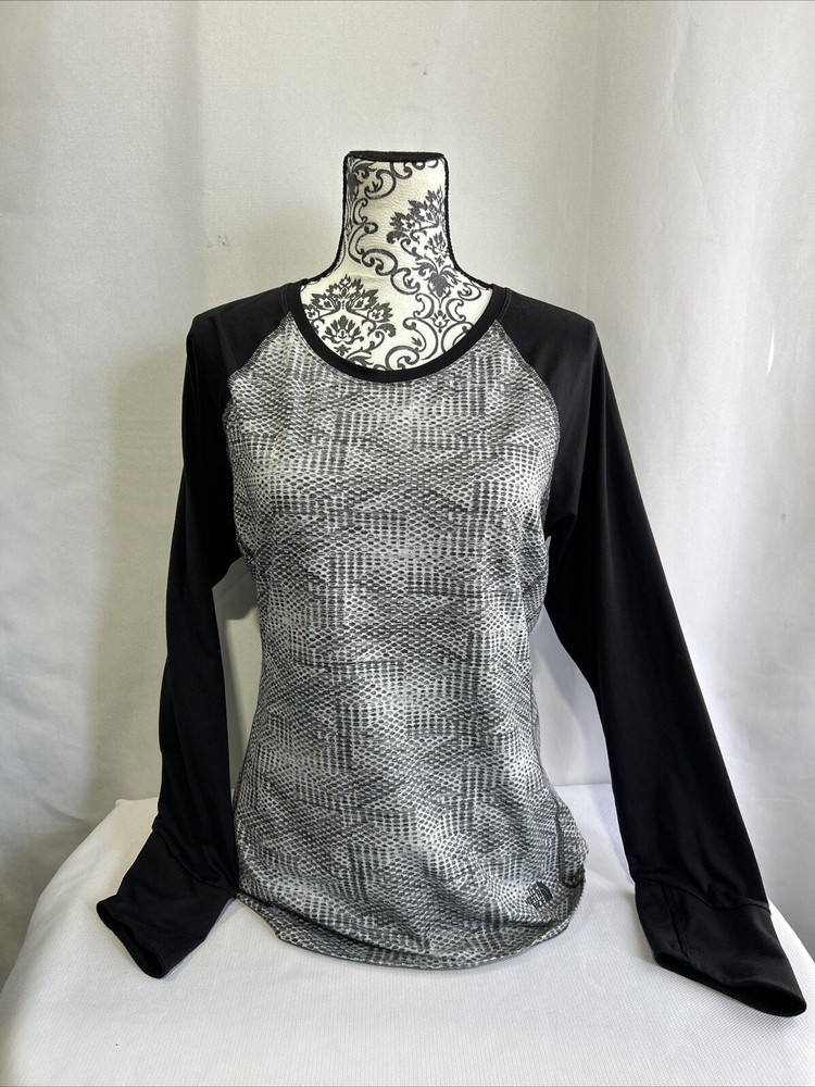 The North Face Shirt Women's Sz L  Gray Black Flashdry  Long Sleeve T-Shirt