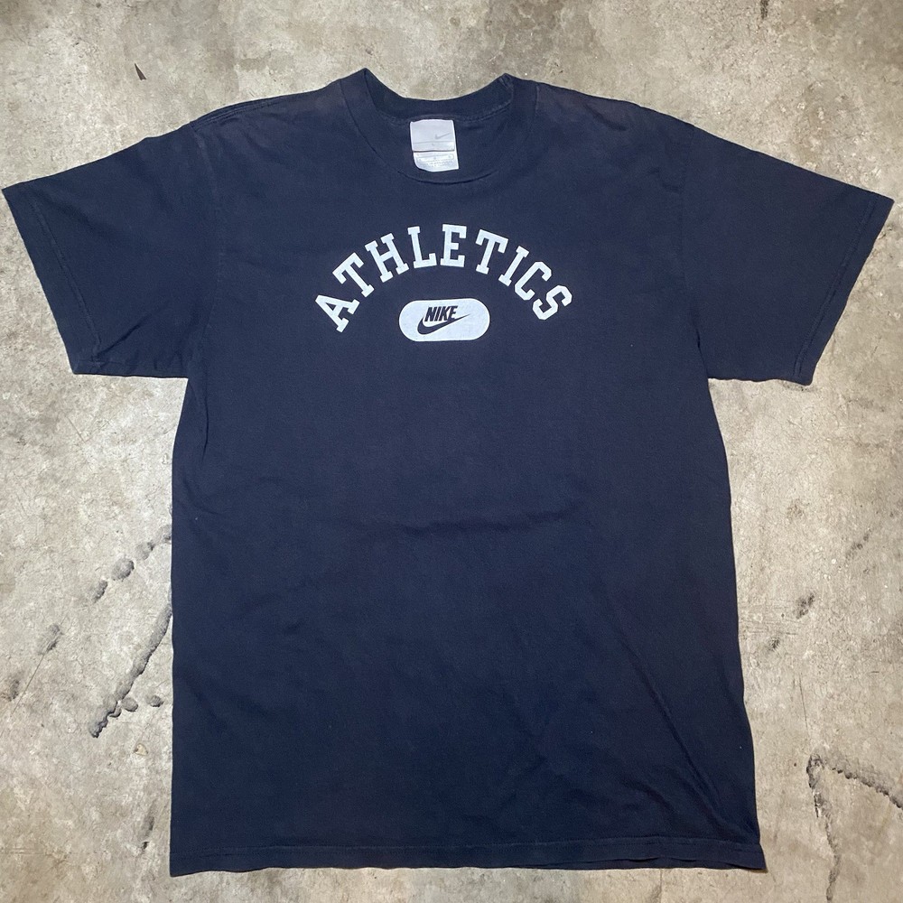 Vintage 2000s Nike Athletics T Shirt Mens Size Large  Black Gray Tag Y2k