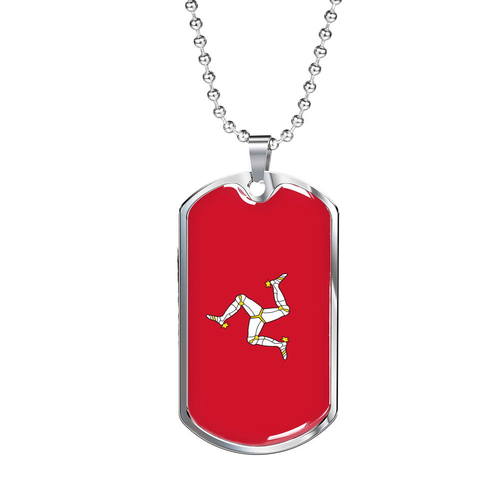 Isle Of Man Flag Necklace Stainless Steel or 18k Gold Dog Tag 24