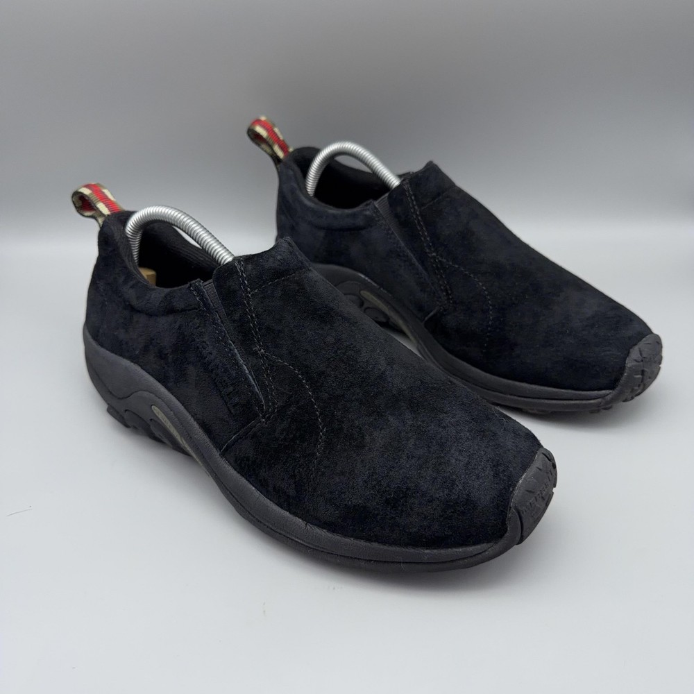 Merrell Shoes Mens Size 7.5 Jungle Moc Black Suede Slip On Comfort Casual