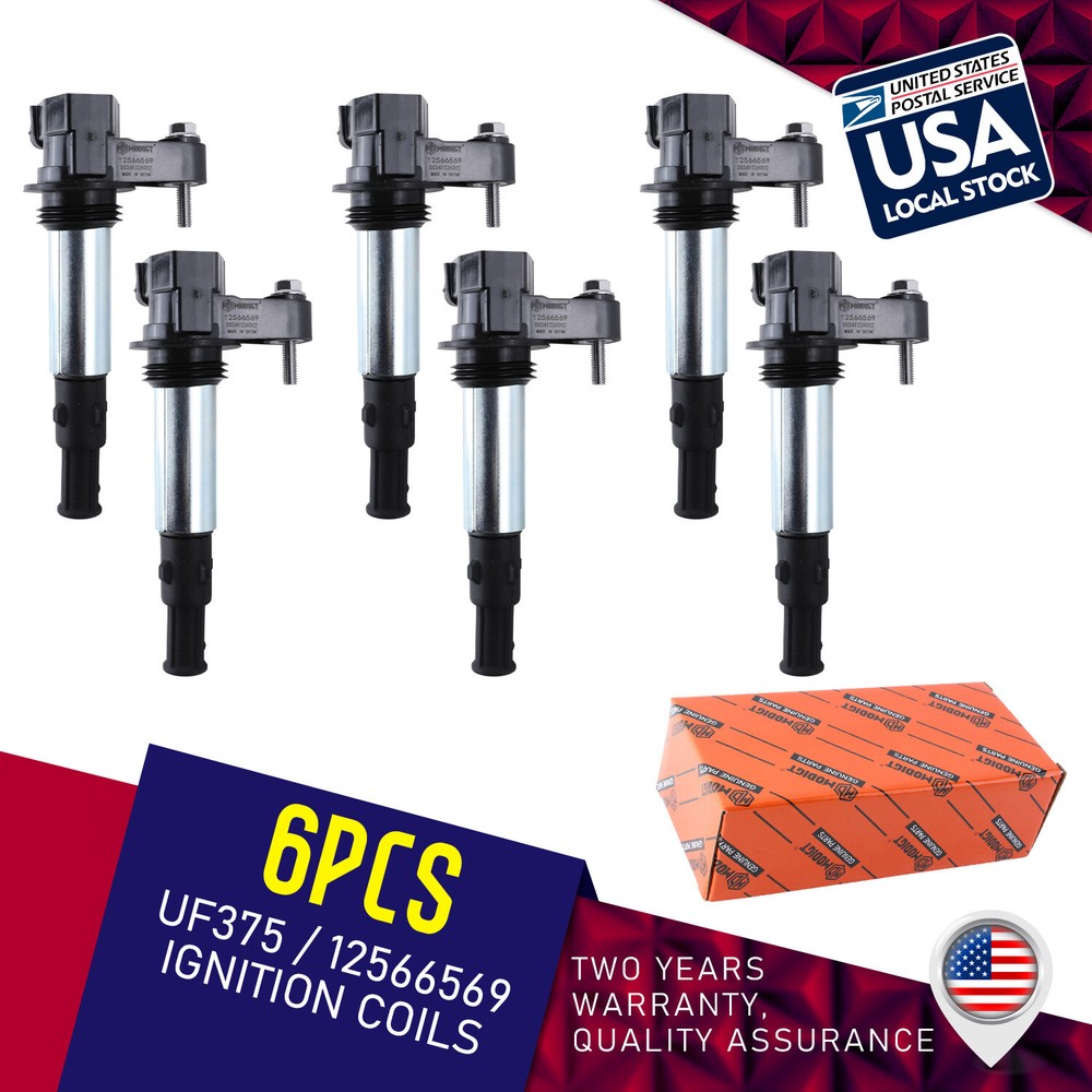 UF375 6-Pack Ignition Coils for Cadillac SRX CTS STS GMC Acadia Allure 2.8L 3.6L V6