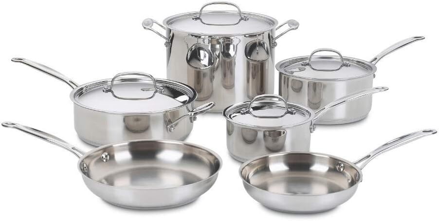Cuisinart 77-10P1 10-Piece Chef's-Classic-Stainless Collection, Cookware Set
