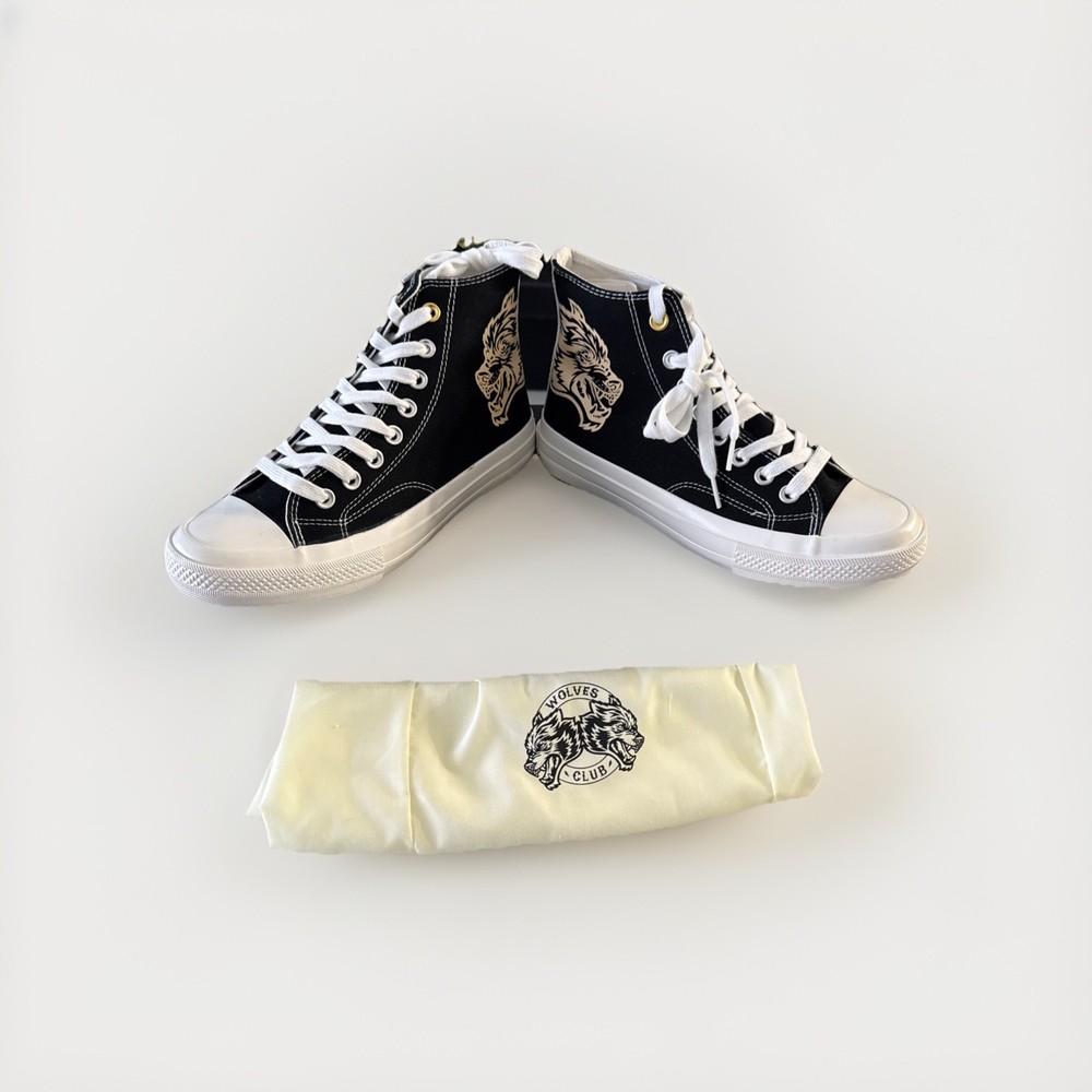 Darc Sport HIgh Top Shoes W1-DIOS Wolves Forever Black And White - M 11, W 13