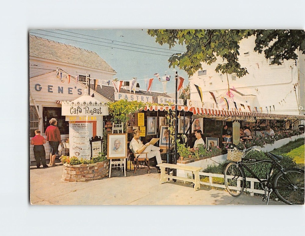 Postcard Sidewalk Cafe Center of Provincetown Commercial Street Cape Cod MA