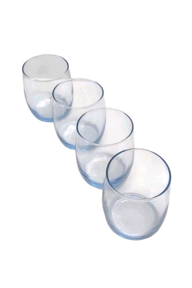 Libbey Glass Sapphire Blue Whiskey On The Rocks Set of 4 Drinking Glasses