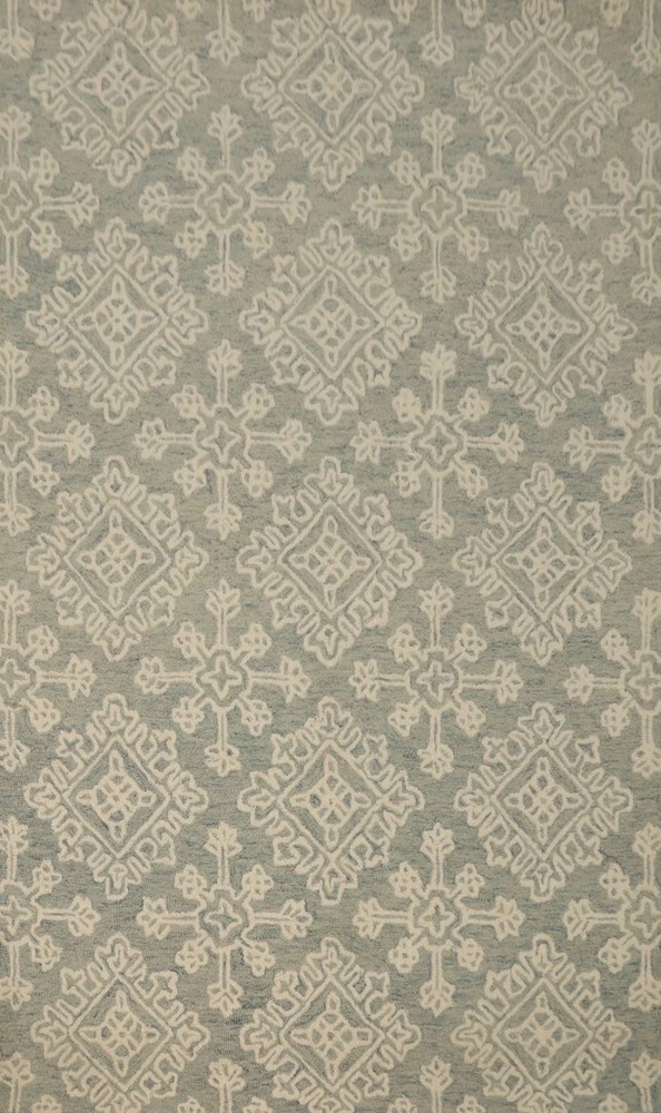 Diamond Styled Area Rug 5x8 Hand-Tufted Wool Indian Carpet for Modern Interiors
