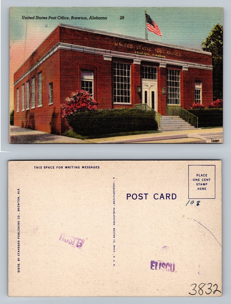 Brewton, AL-Alabama, United States Post Office Old PC Vintage Postcard