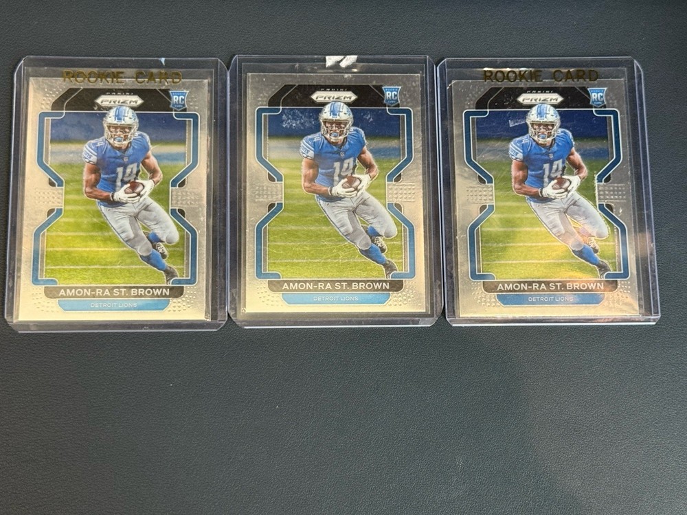 2021 Panini Prizm Rookie Amon-Ra St Brown Rookie RC Lot Of 3