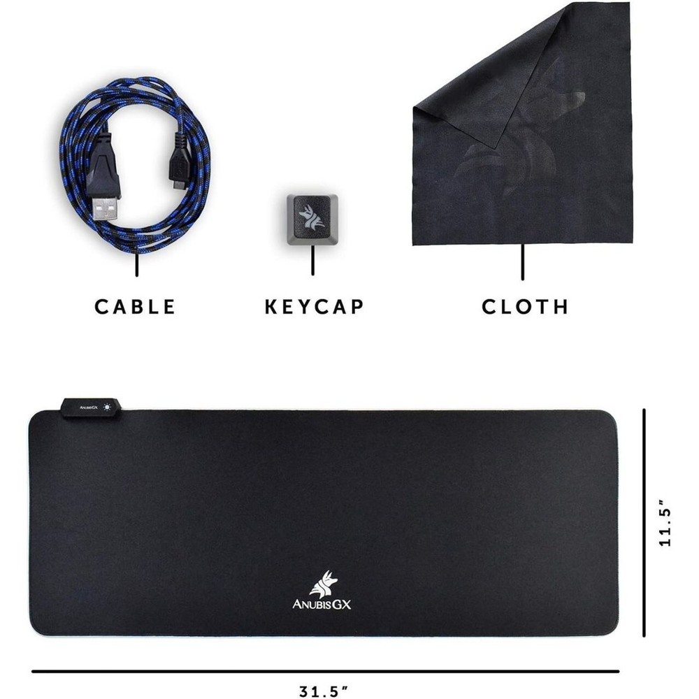 Black XL RGB Gaming Mousepad with Customizable Lighting