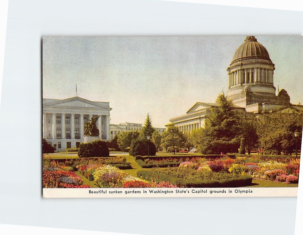 Postcard Sunken Gardens State Capitol Olympia Washington USA