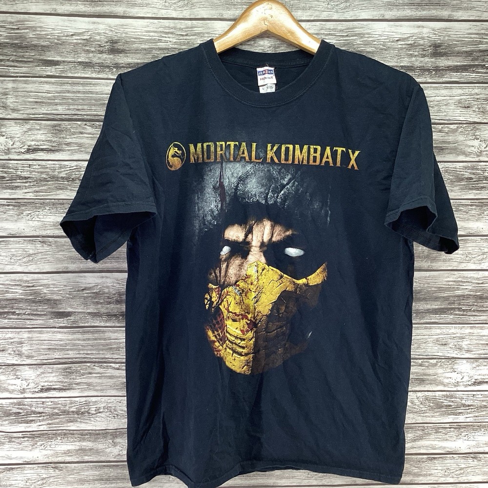 Mortal Kombat X Shirt Mens Large Black Arcade Video Game Promo Graphic Scorpion