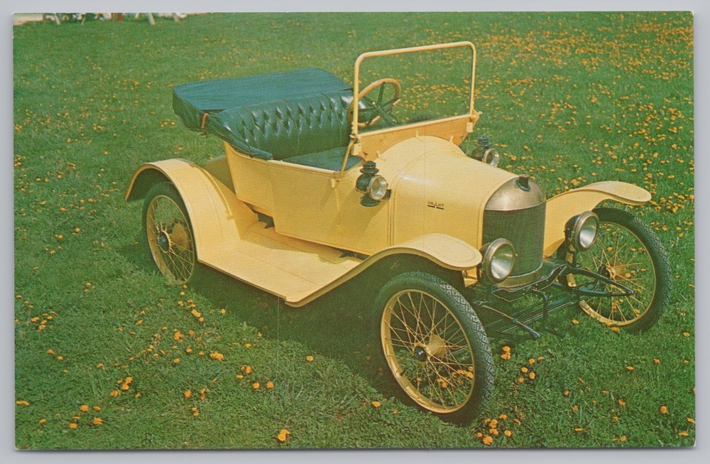 Auto~1914 Yellow Grant Roadster~Antique Auto Museum~Etna Ohio~Vintage Postcard