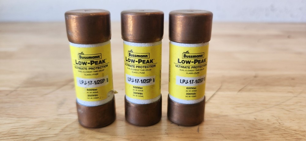 (Lot of 3) Bussmann LPJ-17-1/2SP Low-Peak Fuse 17-1/2A 600V Class J