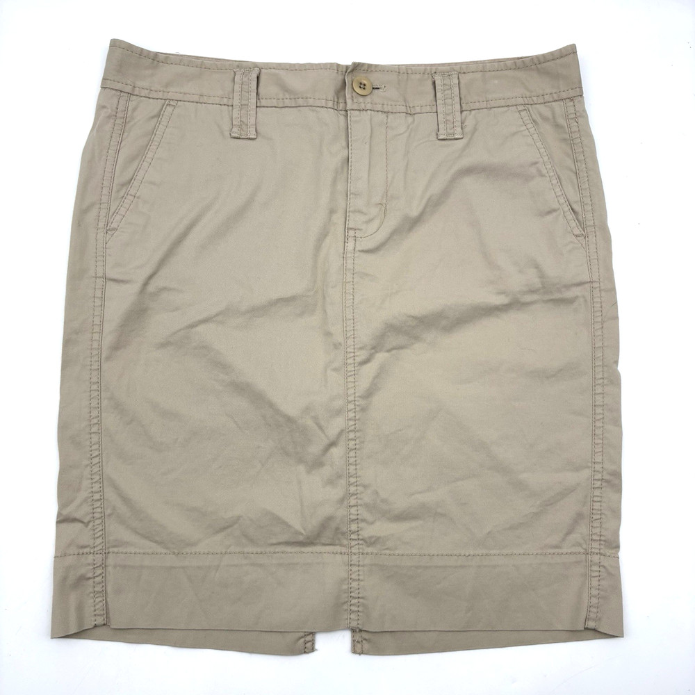 2007 GAP Stretch Khaki Mid Rise Slash Pocket Pencil Skirt Women's 4 31x18