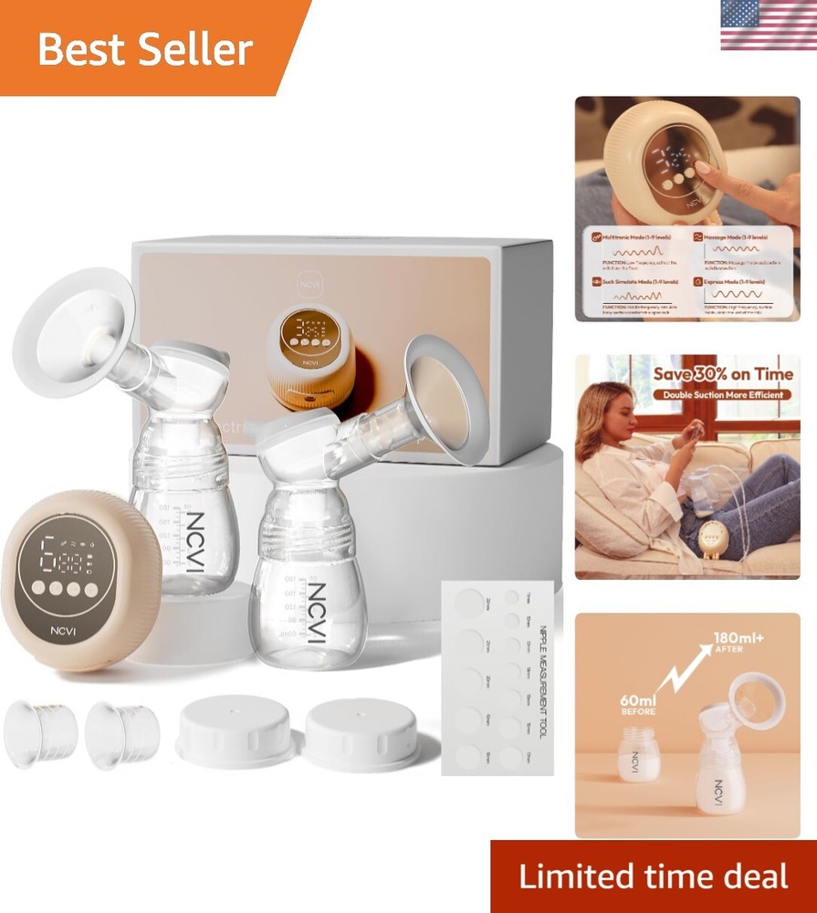 Double Electric Breast Pump BPA Free 4 Modes 9 Levels Rechargeable Quiet