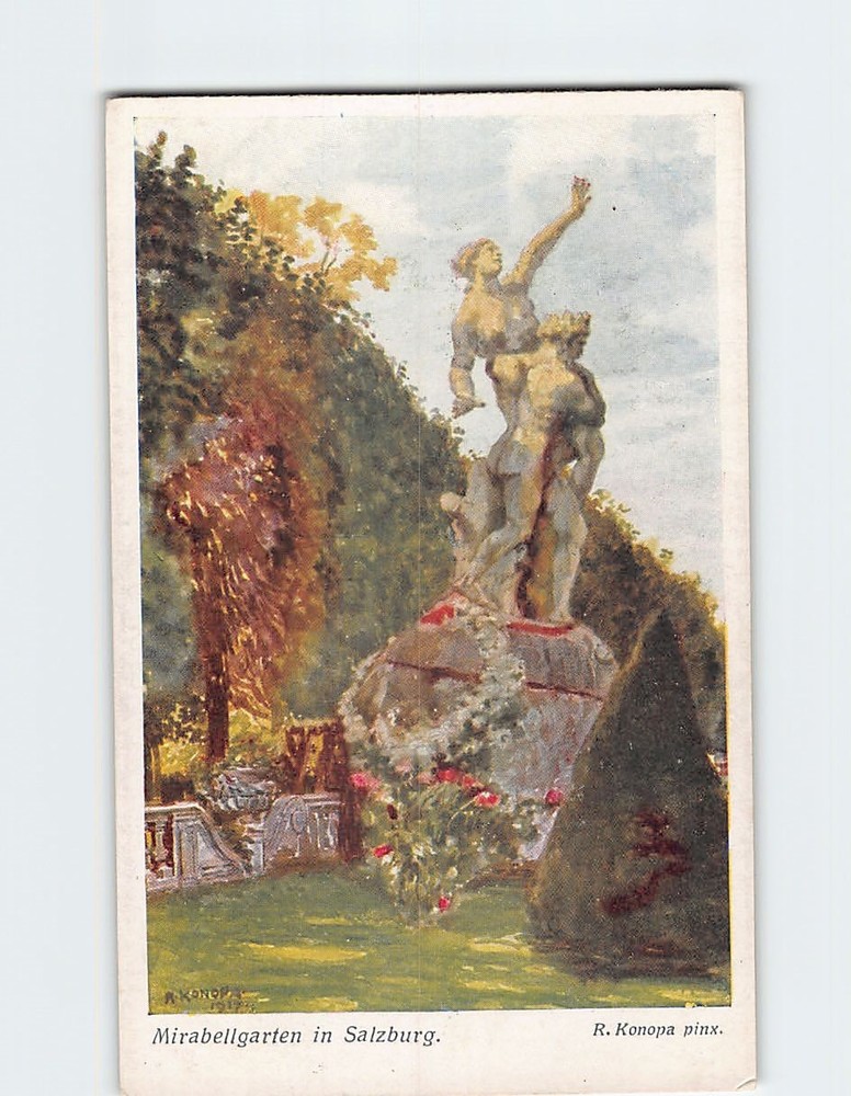 Postcard Statue at Mirabell Garden Salzburg Austria