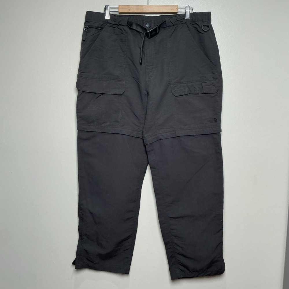 The North Face Mens Convertible Hiking Pants XL Gray Nylon Zip Off Legs Cargo