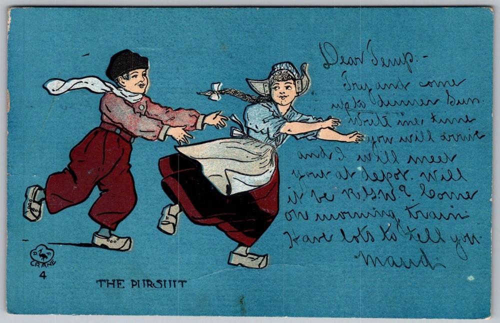 Antique Postcard The Pursuit Cartoon Salt Lake City, UT 1910s
