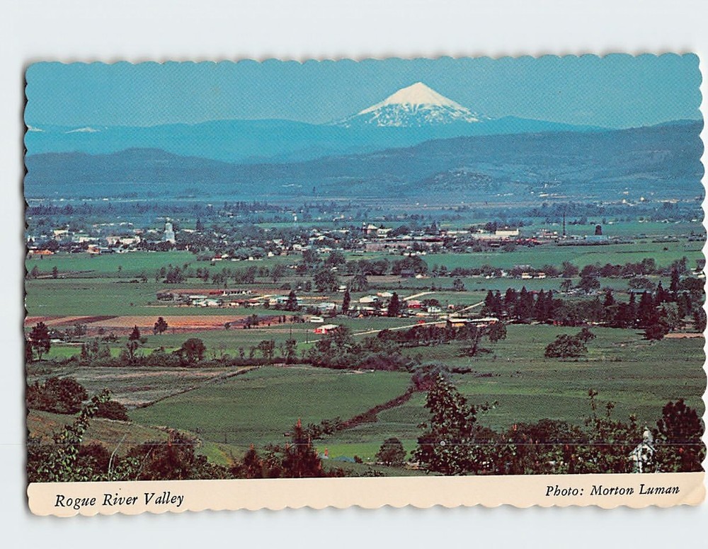 Postcard Rogue River Valley & Mt. McLoughlin Oregon USA