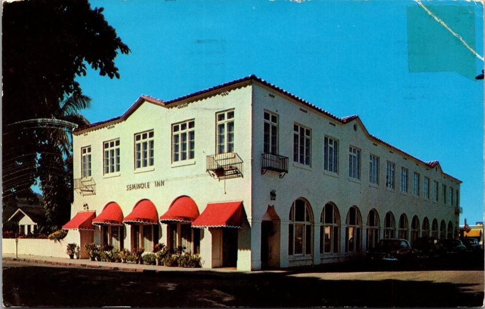 Vintage Seminole Inn Lake Worth Florida Postcard 1957 Dexter Press