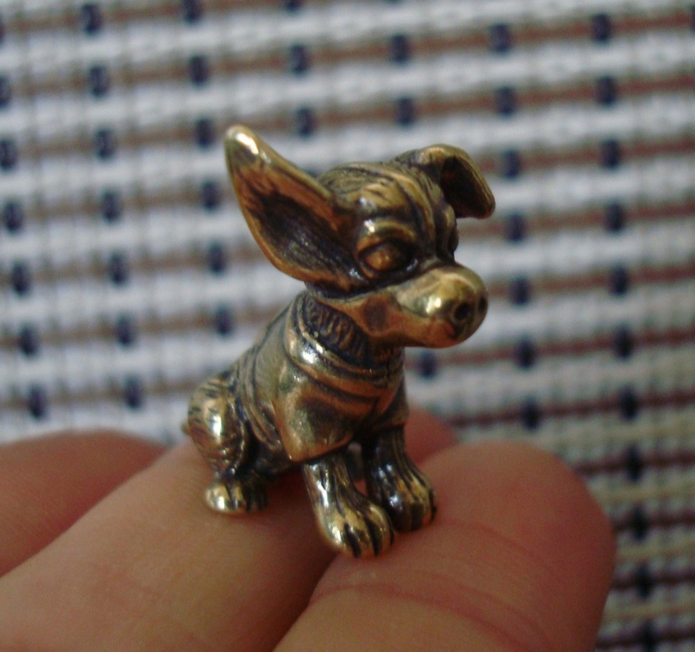 Vintage Style Brass Puppy Dog Figurine Statue Knick Knacks for Home Decor