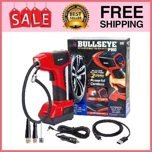 Bullseye Pro Tire Inflator 150 PSI Electric Air Compressor Portable Air Pump