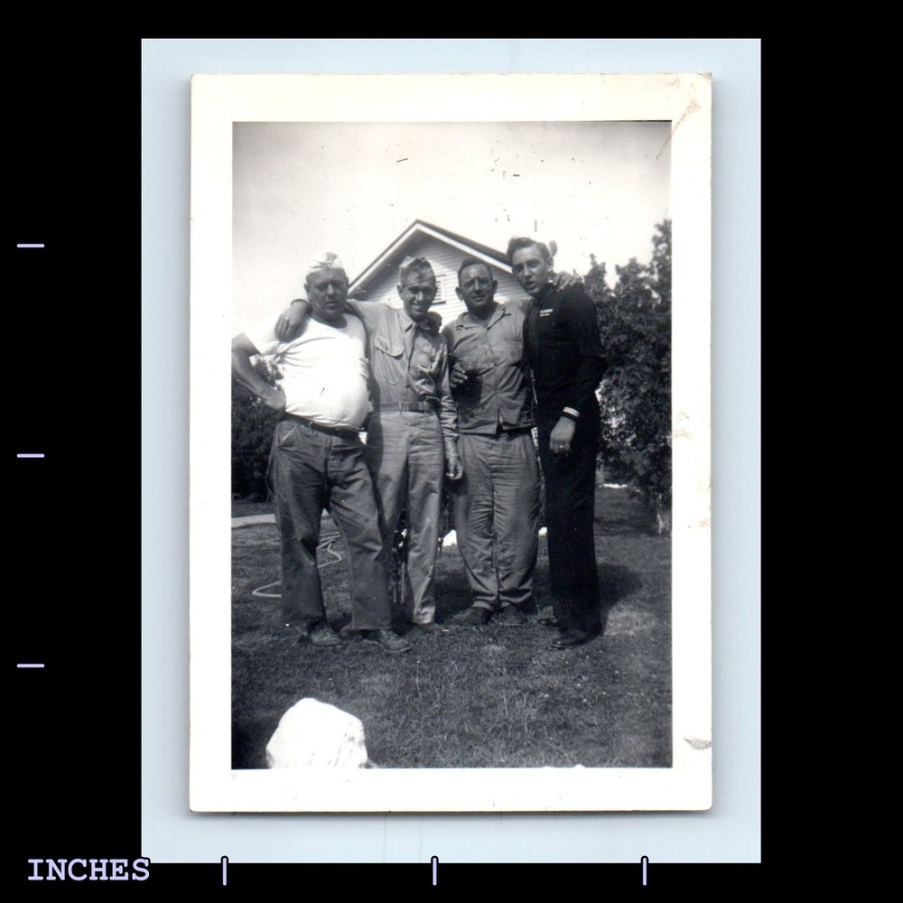 Old Vintage Photo AFFECTIONATE MEN NAVY SAILOR STANDING OUTSIDE