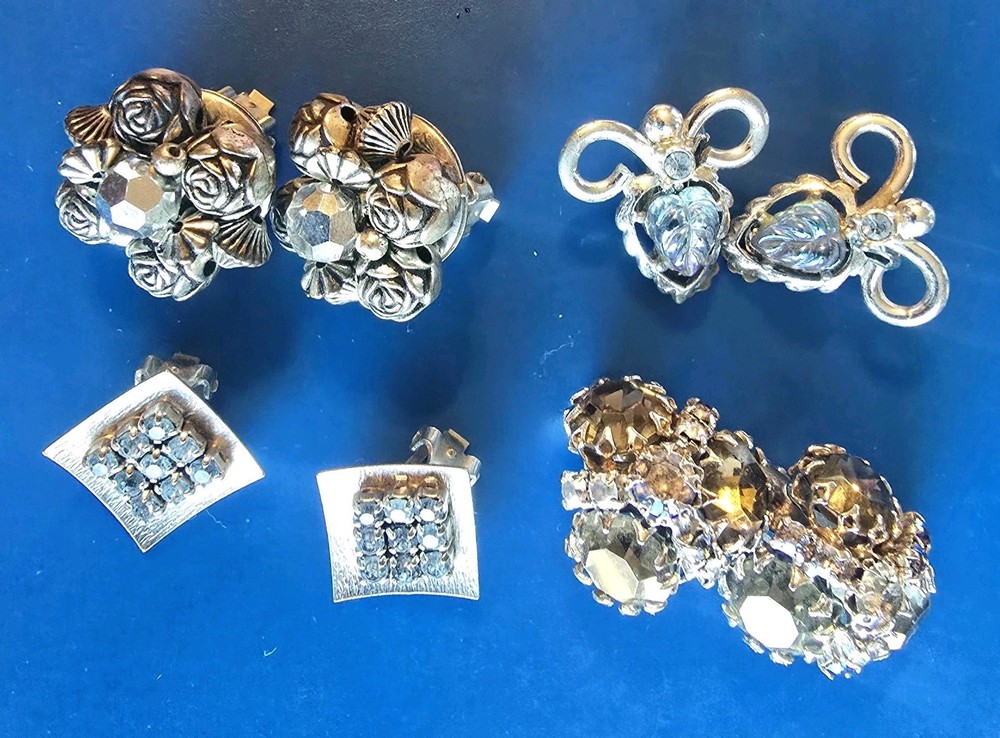 Vintage Silvertone Clip Earring Lot