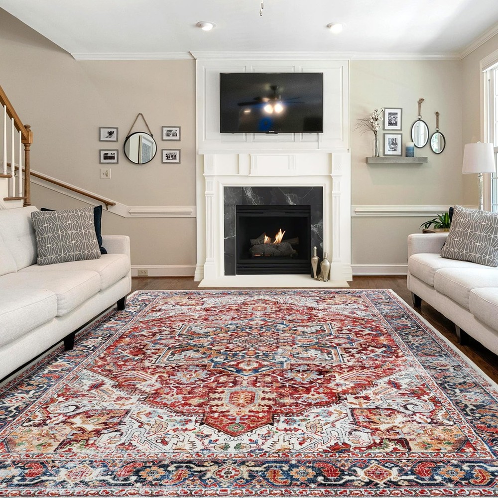 6x9 Washable Non-Slip Vintage Rug for Living Room or Bedroom