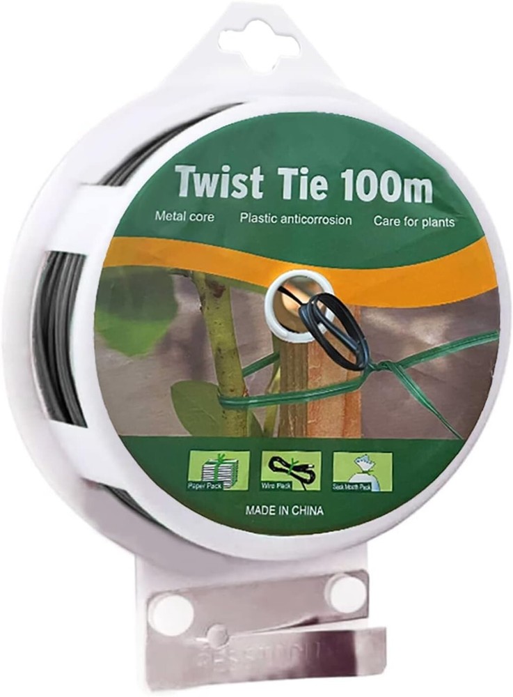 Twist Tie, 328 Feet (100M),Black Cable Ties with Cutter, Black Twist Ties，Garden