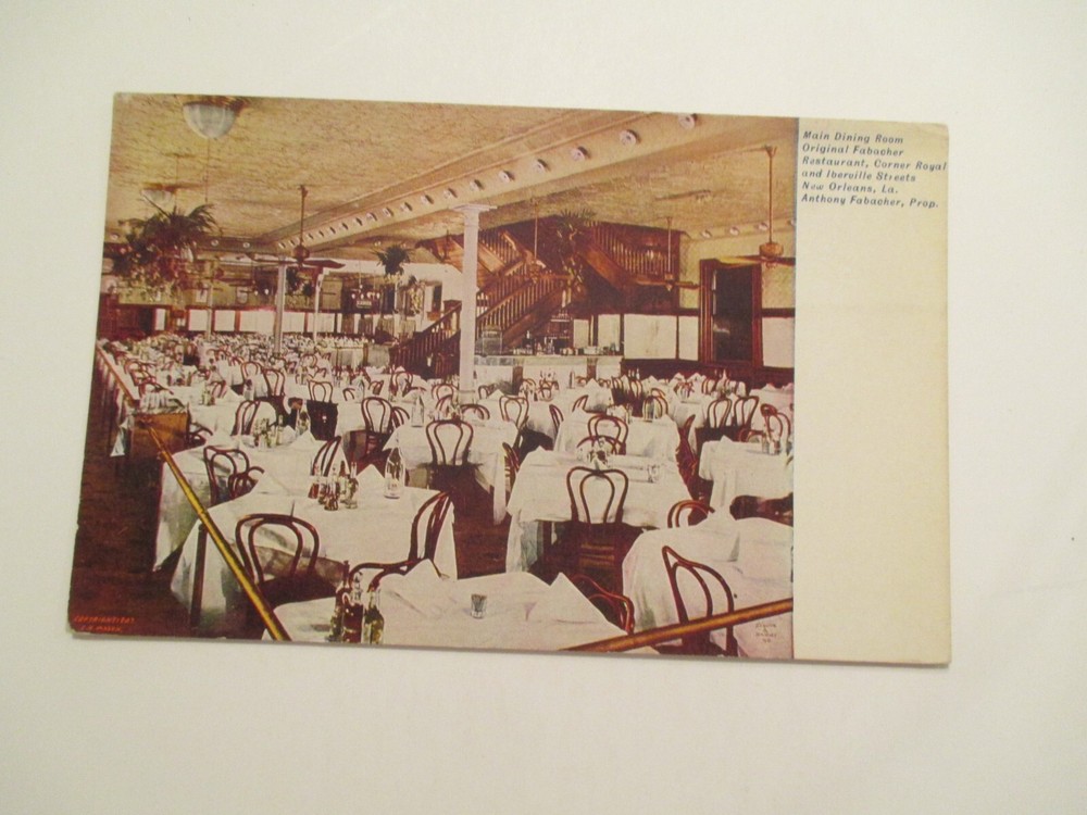 New Orleans Louisiana Postcard interior Main Dining Room Fabacher restaurant LA