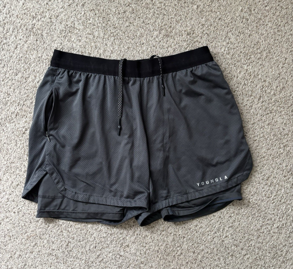 YoungLA Shorts Mens Size Large Dark Gray Trilogy Shorts Bried Compression Lined