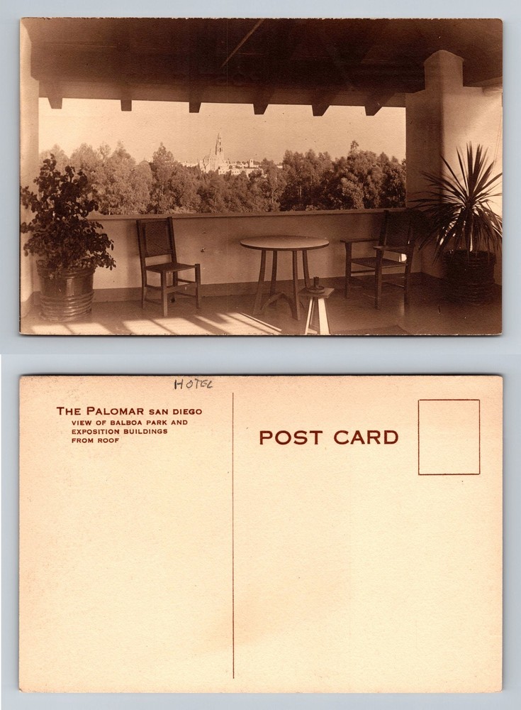 San Diego CA-California, Palomar Hotel Roof View of Balboa Park Vintage Postcard